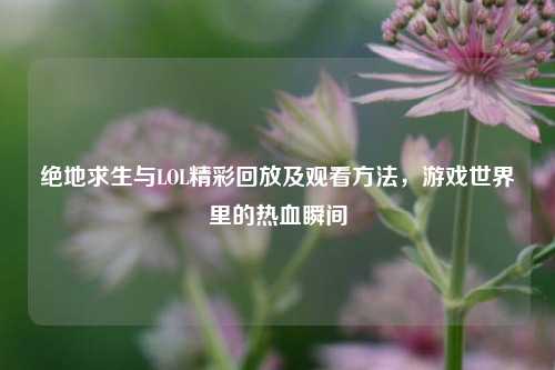 绝地求生与LOL精彩回放及观看方法，游戏世界里的热血瞬间