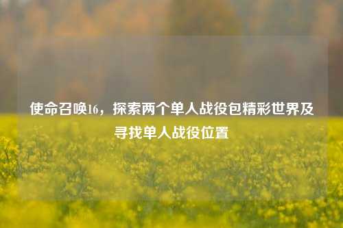 使命召唤16,探索两个单人战役包精彩世界及寻找单人战役位置
