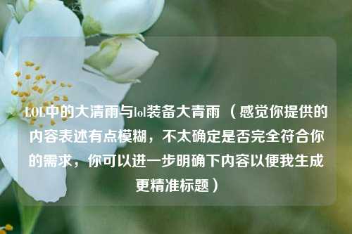 LOL中的大清雨与lol装备大青雨 （感觉你提供的内容表述有点模糊，不太确定是否完全符合你的需求，你可以进一步明确下内容以便我生成更精准标题）