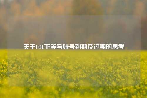 关于LOL下等马账号到期及过期的思考