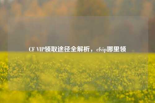 CF VIP领取途径全解析，cfvip哪里领