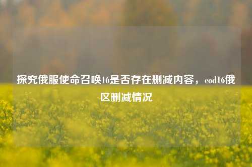探究俄服使命召唤16是否存在删减内容,cod16俄区删减情况