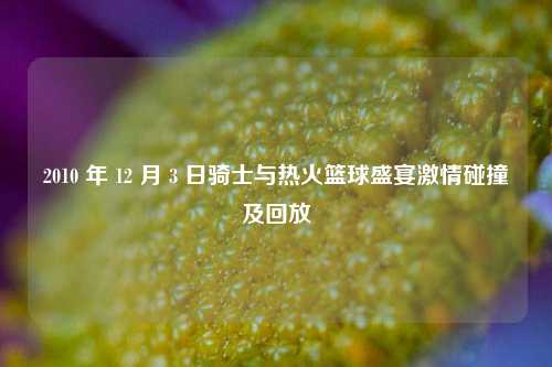 2010 年 12 月 3 日骑士与热火篮球盛宴激情碰撞及回放