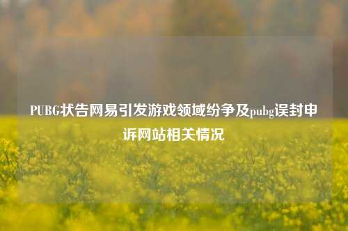 PUBG状告网易引发游戏领域纷争及pubg误封申诉网站相关情况