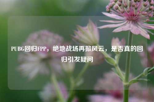 PUBG回归FPP，绝地战场再掀风云，是否真的回归引发疑问