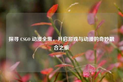 探寻 CSGO 动漫全集，开启游戏与动漫的奇妙融合之旅