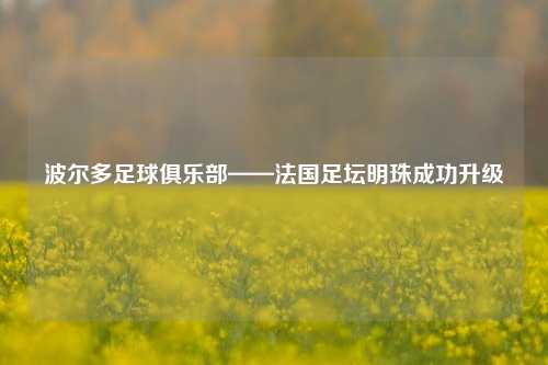 波尔多足球俱乐部——法国足坛明珠成功升级