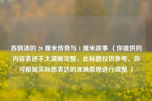 苏炳添的 20 厘米传奇与 1 厘米故事 (你提供的内容表述不太清晰完整,此标题仅供参考,你可根据实际想表达的准确意思进行调整 )