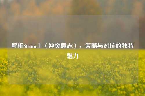 解析Steam上〈冲突意志〉,策略与对抗的独特魅力