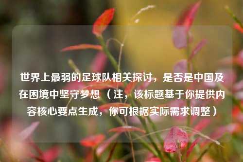 世界上最弱的足球队相关探讨,是否是中国及在困境中坚守梦想 (注,该标题基于你提供内容核心要点生成,你可根据实际需求调整)