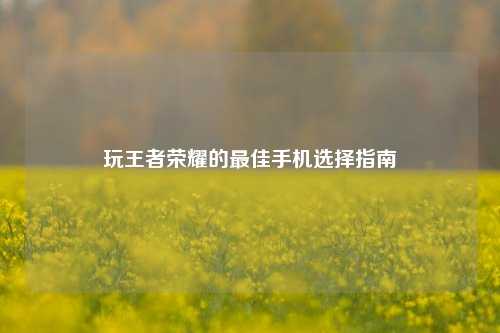 玩王者荣耀的最佳手机选择指南