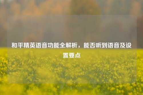 和平精英语音功能全解析，能否听到语音及设置要点
