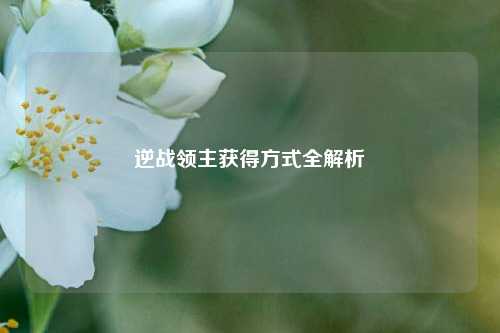 逆战领主获得方式全解析