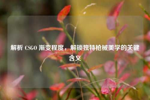 解析 CSGO 渐变程度，解锁独特枪械美学的关键含义