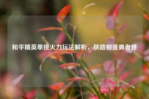 和平精英单挑火力玩法解析，狭路相逢勇者胜