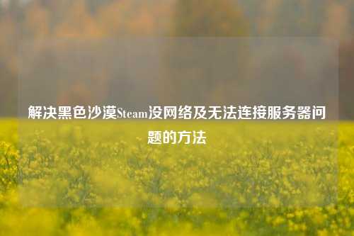 解决黑色沙漠Steam没网络及无法连接服务器问题的方法