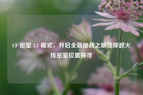 CF 密室 3.1 模式，开启全新挑战之旅及穿越火线密室位置探寻