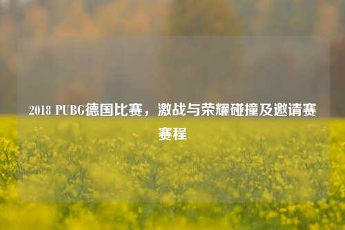 2018 PUBG德国比赛，激战与荣耀碰撞及邀请赛赛程