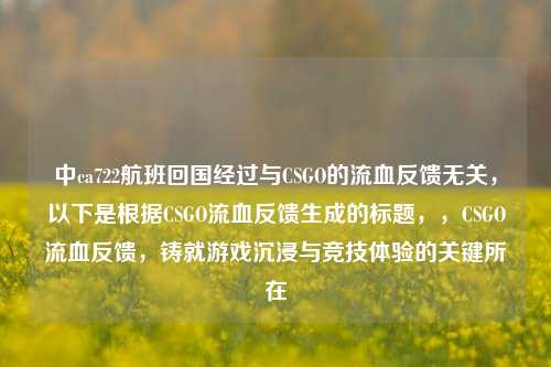 中ca722航班回国经过与CSGO的流血反馈无关,以下是根据CSGO流血反馈生成的标题,,CSGO流血反馈,铸就游戏沉浸与竞技体验的关键所在