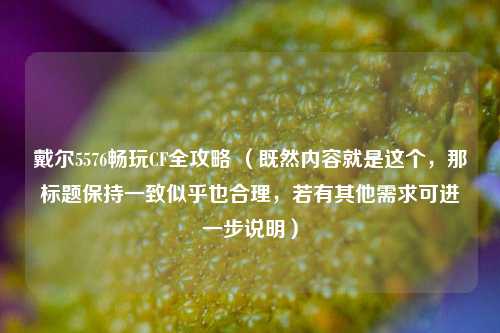戴尔5576畅玩CF全攻略 （既然内容就是这个，那标题保持一致似乎也合理，若有其他需求可进一步说明）