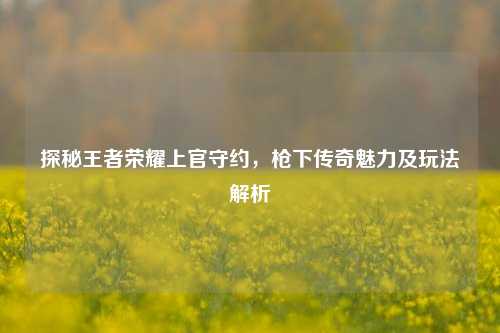 探秘王者荣耀上官守约，枪下传奇魅力及玩法解析