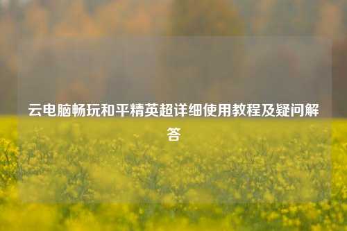 云电脑畅玩和平精英超详细使用教程及疑问解答