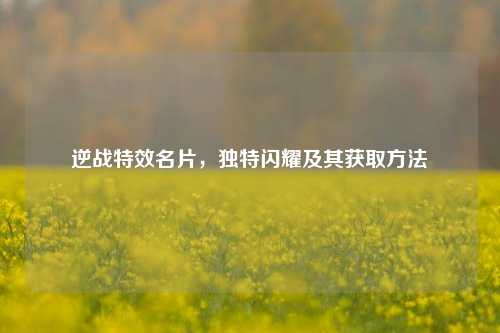 逆战特效名片，独特闪耀及其获取方法