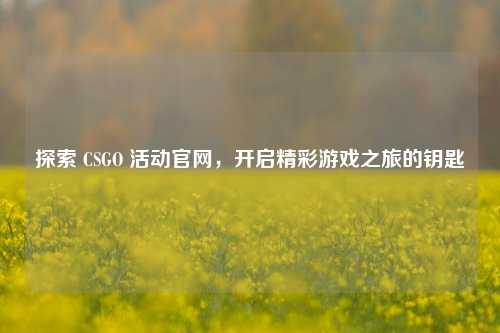 探索 CSGO 活动官网，开启精彩游戏之旅的钥匙