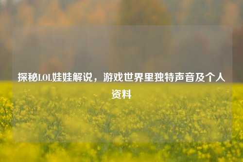 探秘LOL娃娃解说，游戏世界里独特声音及个人资料