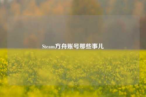 Steam方舟账号那些事儿