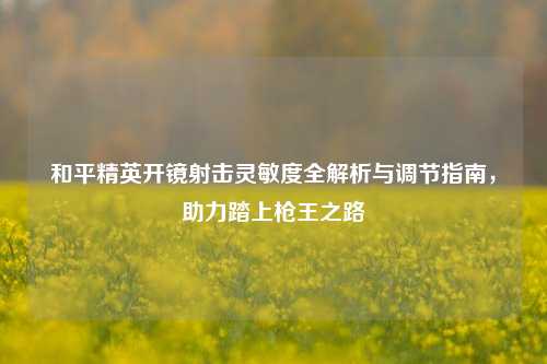 和平精英开镜射击灵敏度全解析与调节指南，助力踏上枪王之路
