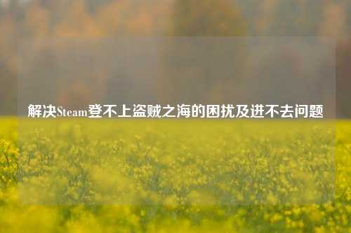 解决Steam登不上盗贼之海的困扰及进不去问题