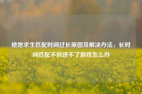 绝地求生匹配时间过长原因及解决办法，长时间匹配不到进不了游戏怎么办