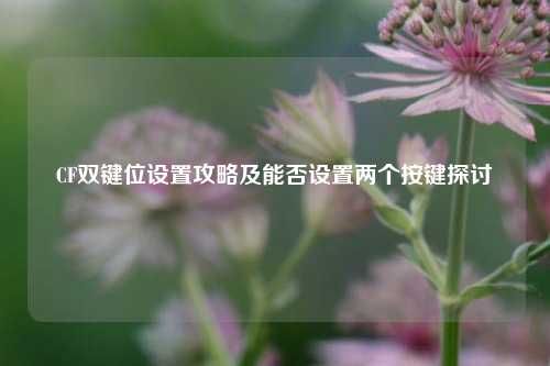 CF双键位设置攻略及能否设置两个按键探讨