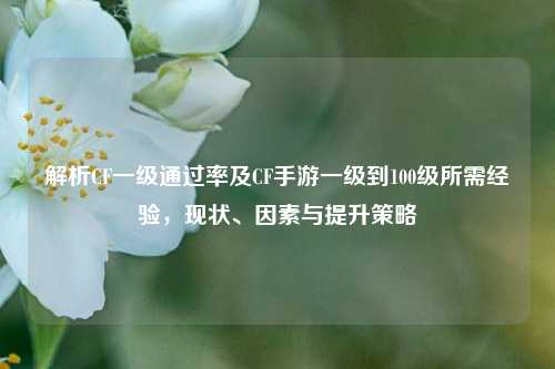 解析CF一级通过率及CF手游一级到100级所需经验，现状、因素与提升策略