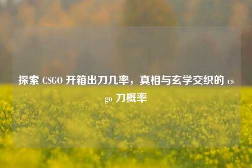 探索 CSGO 开箱出刀几率,真相与玄学交织的 csgo 刀概率