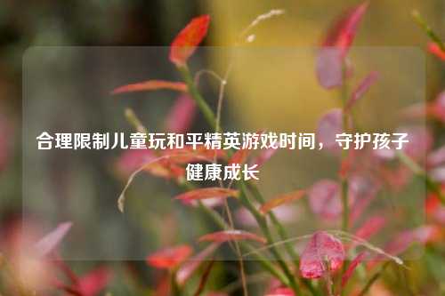 合理限制儿童玩和平精英游戏时间，守护孩子健康成长