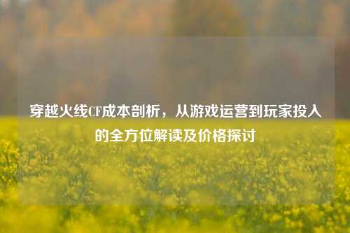 穿越火线CF成本剖析,从游戏运营到玩家投入的全方位解读及价格探讨