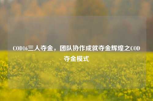 COD16三人夺金，团队协作成就夺金辉煌之COD夺金模式