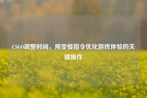 CSGO调整时间，用变慢指令优化游戏体验的关键操作