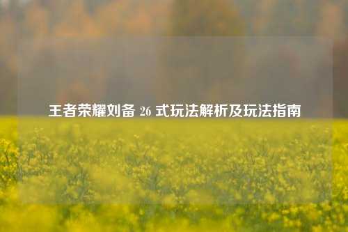 王者荣耀刘备 26 式玩法解析及玩法指南