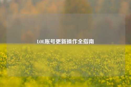 LOL账号更新操作全指南