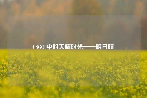 CSGO 中的天晴时光——明日晴