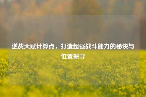 逆战天赋计算点，打造超强战斗能力的秘诀与位置探寻