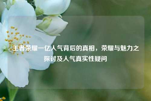 王者荣耀一亿人气背后的真相，荣耀与魅力之探讨及人气真实性疑问
