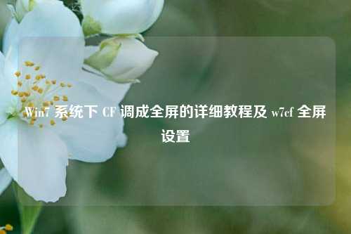 Win7 系统下 CF 调成全屏的详细教程及 w7cf 全屏设置