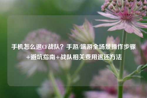 手机怎么退CF战队？手游/端游全场景操作步骤+避坑指南+战队相关费用退还方法