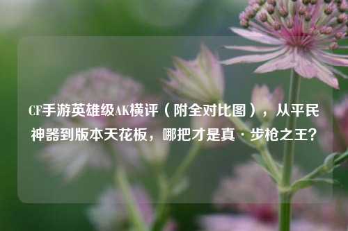CF手游英雄级AK横评（附全对比图），从平民神器到版本天花板，哪把才是真·步枪之王？
