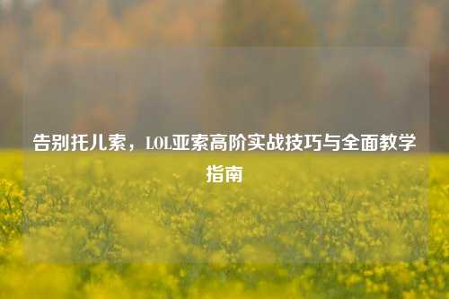 告别托儿索，LOL亚索高阶实战技巧与全面教学指南