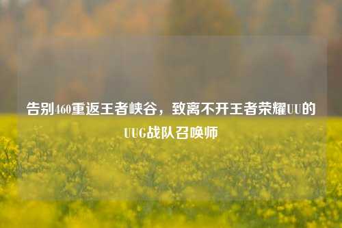 告别460重返王者峡谷，致离不开王者荣耀UU的UUG战队召唤师